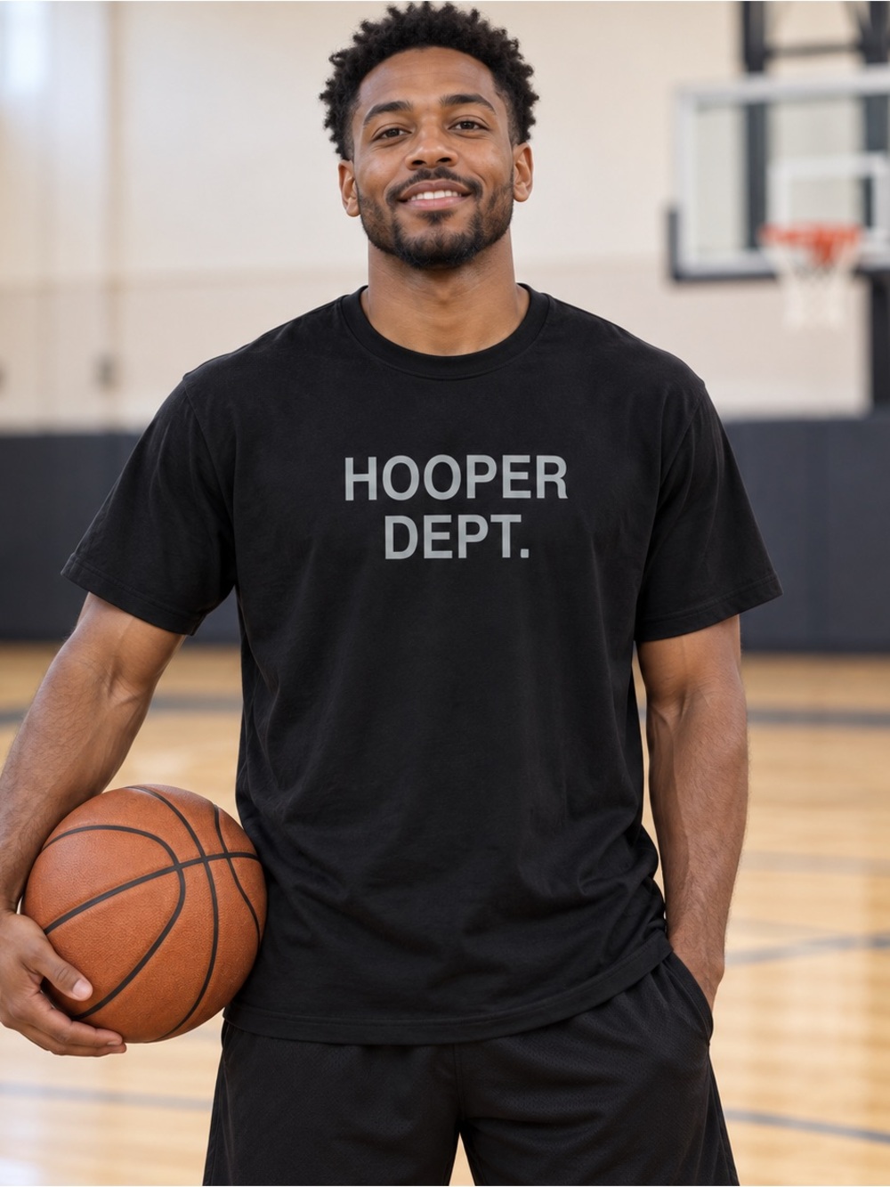 Men’s XL Hooper Dept Basketball Graphic Black T-Shirt Ringspun Cotton